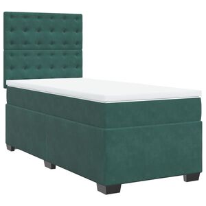 vidaXL Cama com molas/colch&atilde;o 90x190 cm veludo verde-escuro