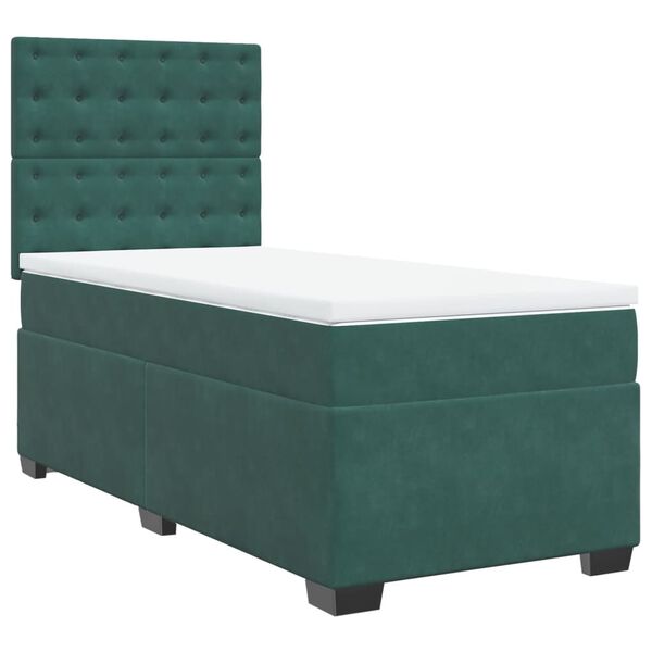 vidaXL Cama com molas/colch&atilde;o 90x190 cm veludo verde-escuro