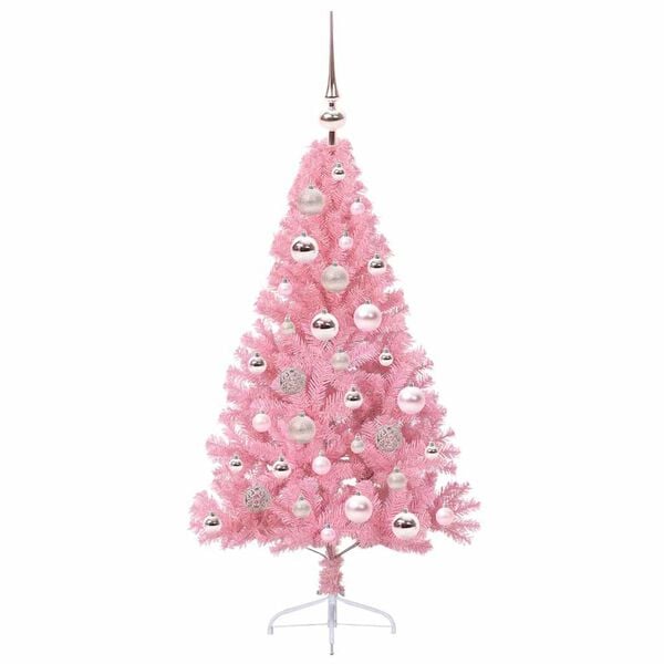vidaXL &Aacute;rvore de Natal Artificial Pr&eacute;-iluminada Rosa 120 cm PVC