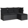 vidaXL 4 pcs conjunto de sof&aacute;s para jardim c/ almofad&otilde;es vime PE preto