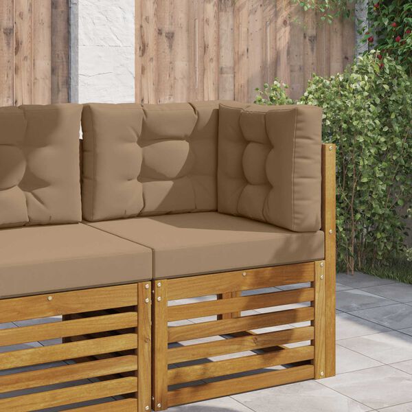 vidaXL Almofada para Sof&aacute; Externo 3 pcs Cinzento-acastanhado Poli&eacute;ster