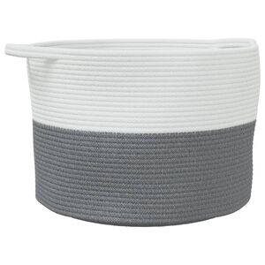 vidaXL Cesto de arruma&ccedil;&atilde;o &Oslash;55x36 cm algod&atilde;o cinzento e branco