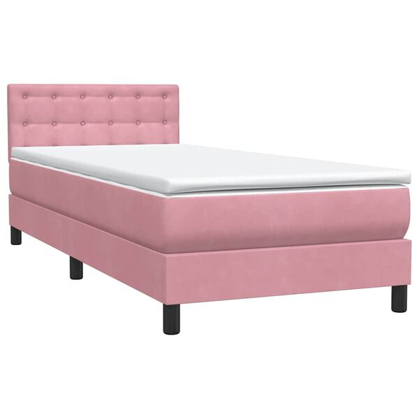 vidaXL Cama com molas/colch&atilde;o rosa 80x210 cm veludo