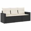 vidaXL 3 pcs conjunto sof&aacute;s de jardim com almofad&otilde;es vime PE preto