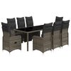 vidaXL 9 pcs conjunto bistr&ocirc; de jardim c/ almofad&otilde;es vime PE cinzento
