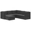 vidaXL 6 pcs conjunto lounge de jardim c/ almofad&otilde;es vime PE preto