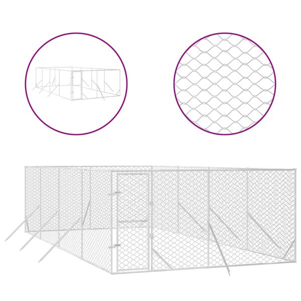 vidaXL Canil de exterior 4x8x2 m a&ccedil;o galvanizado prateado
