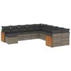 vidaXL 11 pcs conjunto sof&aacute;s de jardim c/ almofad&otilde;es vime PE cinzento