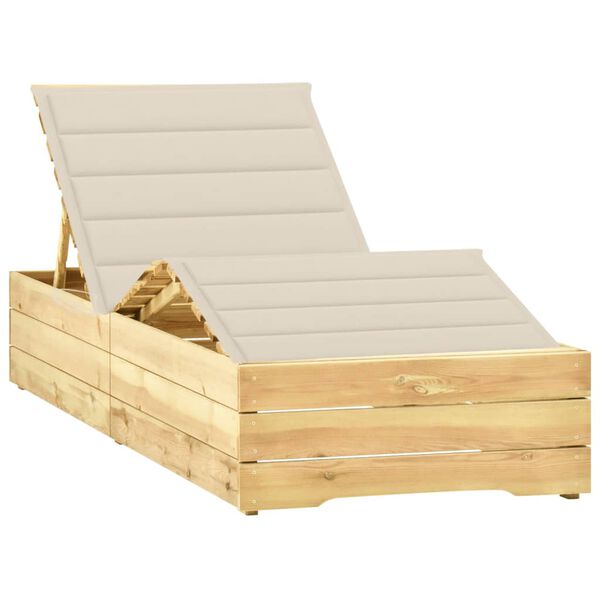 vidaXL Espregui&ccedil;adeira com almofad&atilde;o cor creme pinho impregnado