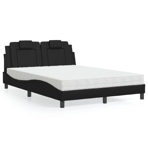 vidaXL Cama Viana com colch&atilde;o 140x200 cm couro artificial preto
