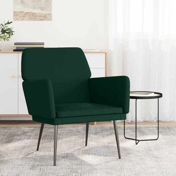 vidaXL Cadeira c/ apoio de bra&ccedil;os 62x79x79 cm veludo verde-escuro