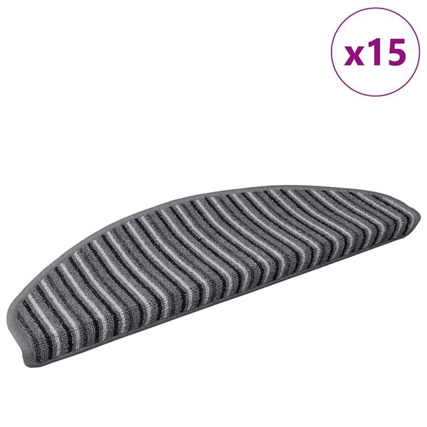vidaXL Tapetes Adesivos para Escadas 15 pcs Cinzeto 65 x 21 x 4 cm