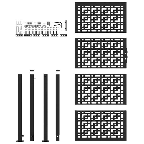 vidaXL Portão de jardim preto 100x200 cm aço design em cruz