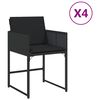 vidaXL Cadeiras de jardim com almofad&otilde;es 4 pcs vime PE preto
