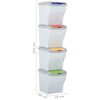 vidaXL Caixotes do lixo empilh&aacute;veis 4 pcs 80 L branco