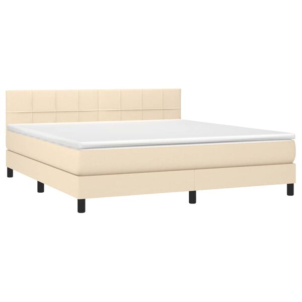 vidaXL Cama com molas/colch&atilde;o 180x200 cm tecido cor creme