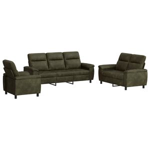 vidaXL Conjunto de Sof&aacute;s 3 pcs Castanho Couro Suede Sint&eacute;tico