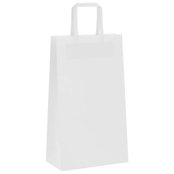 vidaXL Sacos de papel 50 unid com al&ccedil;as branco 21x11x36 cm