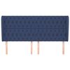 vidaXL Cabeceira de cama c/ abas tecido 203x23x118/128 cm azul