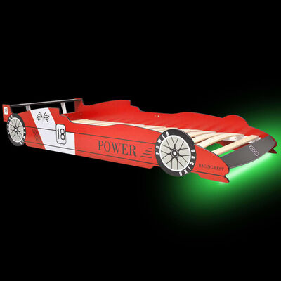 vidaXL Cama carro de corrida LED para crianças 90x200 cm vermelho