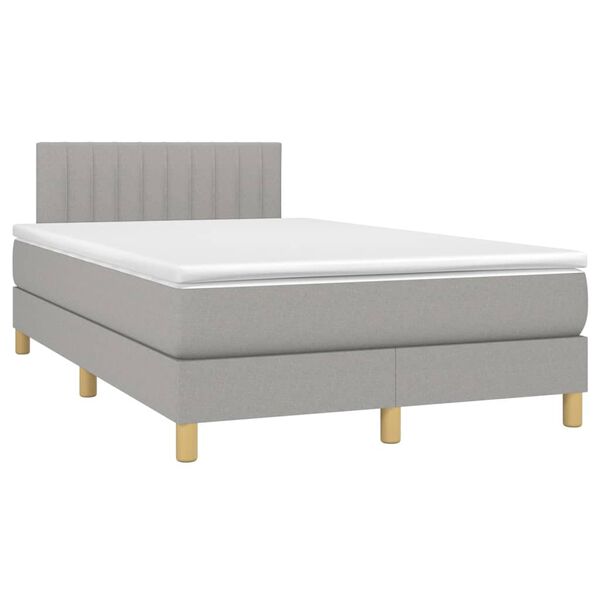 vidaXL Cama box spring c/ colch&atilde;o e LED 120x200 cm tecido cinza-claro