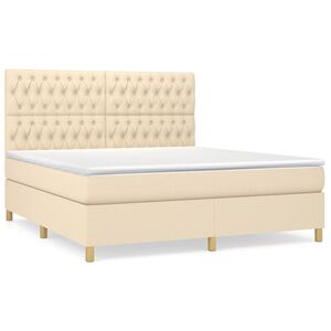 vidaXL Cama com molas/colch&atilde;o 180x200 cm tecido cor creme