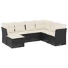 vidaXL 7 pcs conjunto de sof&aacute;s p/ jardim c/ almofad&otilde;es vime PE preto