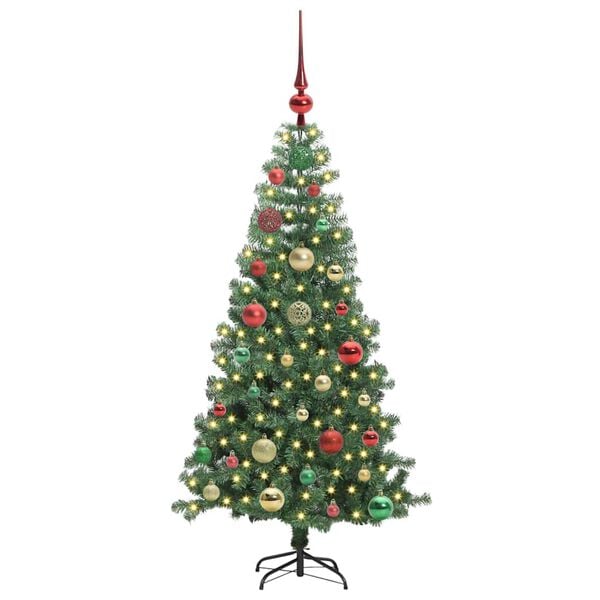 vidaXL &Aacute;rvore de Natal com 150 LEDs com suporte Verde 120 cm PVC