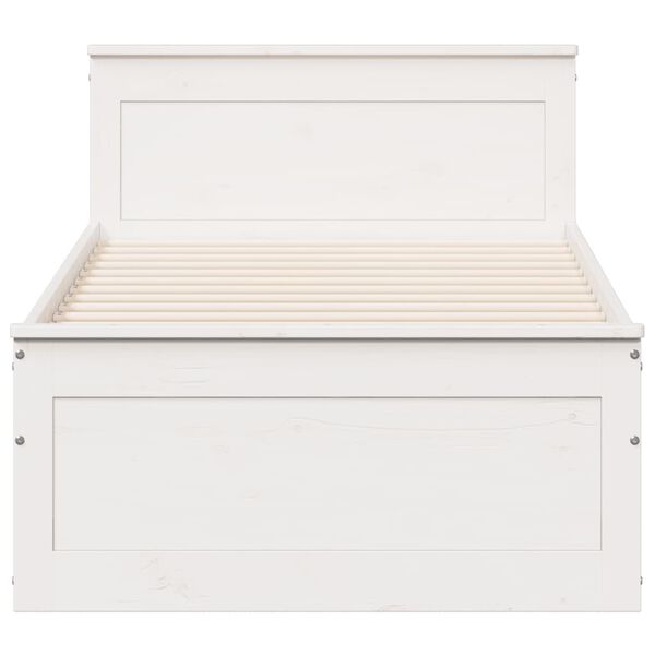 vidaXL Cama sem colchão com cabeceira 90x200 cm pinho maciço branco