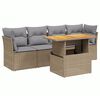 vidaXL 5 pcs conjunto de sof&aacute;s p/ jardim com almofad&otilde;es vime PE bege