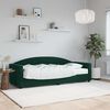 vidaXL Sof&aacute;-cama com colch&atilde;o 90x200 cm veludo verde-escuro