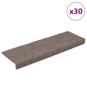 vidaXL Tapetes de escada autoadesivos 30 pe&ccedil;as 65x21x4 cm bege com borda retangular