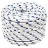vidaXL Corda utilit&aacute;ria multiusos 12 mm 100 m Branco e Azul PP