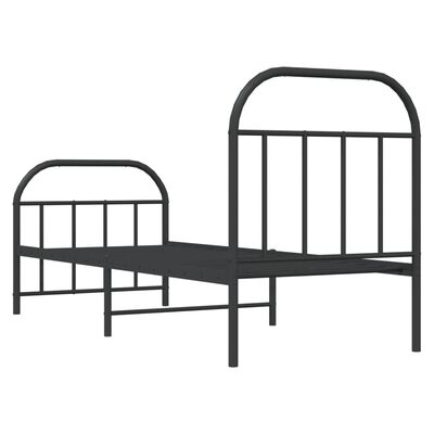 vidaXL Estrutura de cama com cabeceira e pés 75x190 cm metal preto