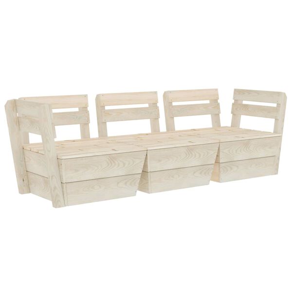 vidaXL Sofá de paletes 3 lugares p/ jardim madeira de abeto impregnada