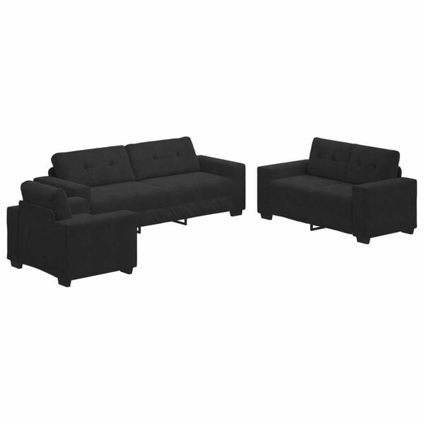 vidaXL Conjunto de Sof&aacute;s 3 pcs Preto Veludo