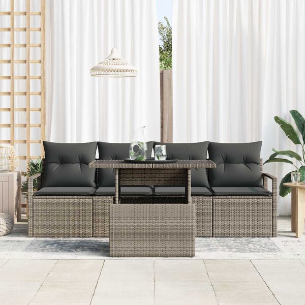 vidaXL Conjunto de Sof&aacute; de Jardim 5 pcs Cinzeto Rattan Sint&eacute;tico