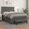 vidaXL Cama com molas/colch&atilde;o 140x190 cm couro artificial cinzento