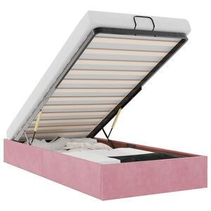 vidaXL Ottoman Bed Frame No Colch&atilde;o Rosa 80x200 cm Veludo