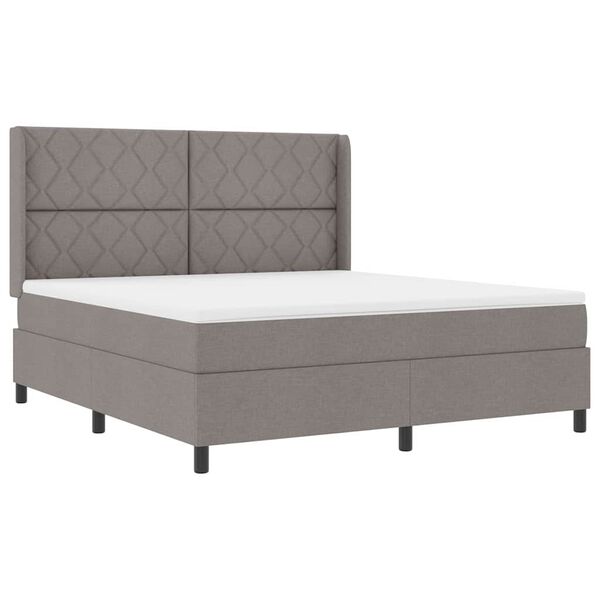 vidaXL Cama Box com colch&atilde;o Cinzento-acastanhado 180 x 200 cm tecido