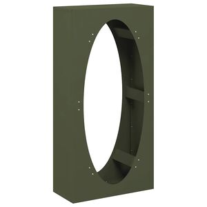 vidaXL Suporte para lenha a&ccedil;o laminado a frio verde azeitona