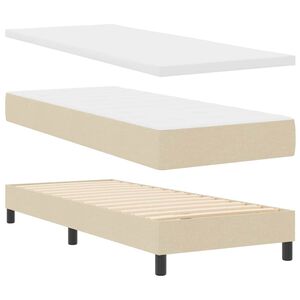 vidaXL Cama box spring com colchão com colchão Creme 80 x 200 cm
