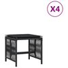 vidaXL Bancos de jardim com almofad&otilde;es 4 pcs 41x41x36 cm vime PE preto