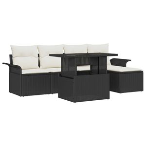 vidaXL Conjunto de Sof&aacute; de Jardim 8 pcs Preto Rattan Sint&eacute;tico