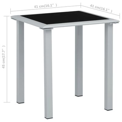 vidaXL Espreguiçadeiras com mesa 2 pcs alumínio preto