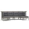 vidaXL 6 pcs conjunto lounge de jardim c/ almofad&otilde;es vime PE cinzento