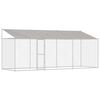 vidaXL Gaiola para cachorro com telhado Prateado 600 x 200 x 256 cm