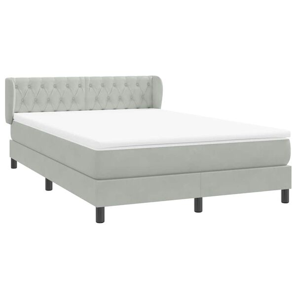vidaXL Cama com molas/colch&atilde;o 160x210 cm veludo cinzento-claro