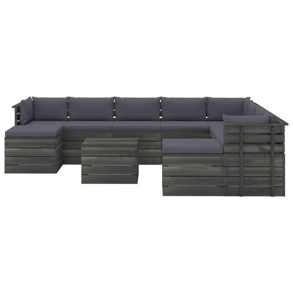 vidaXL 11 pcs conjunto lounge de paletes com almofad&otilde;es pinho maci&ccedil;o