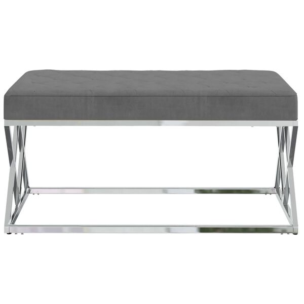 vidaXL Banco a&ccedil;o inoxid&aacute;vel e veludo cinzento-escuro